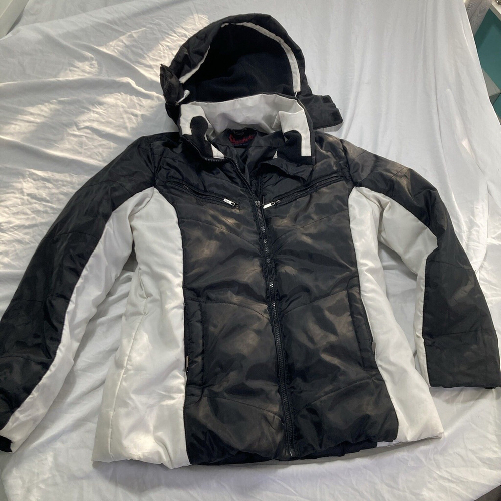 Women's Fahrenheit Jacket Large Ski Snow Black White Bubble Coat Collection Hot